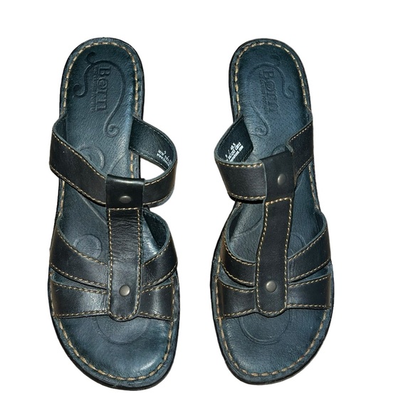Born Black Leather Strappy Wedge Sandals Size 9 (40.5). NWOT - Picture 3 of 7